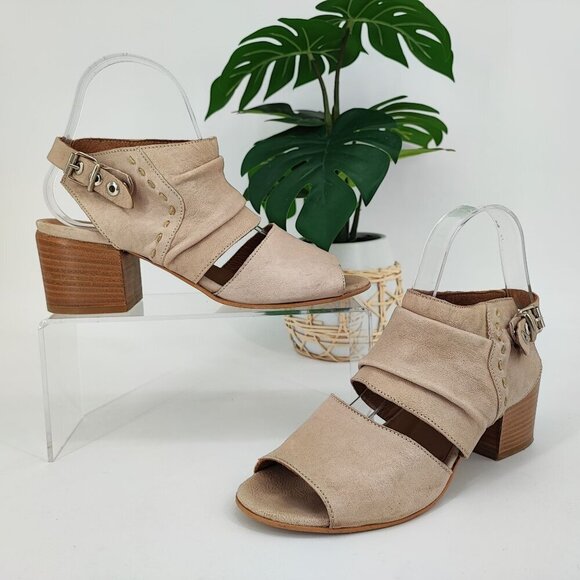 Ron White Woman’s Tan Leather Slingback Block Heel Sandals Size 6.5 - Picture 1 of 8